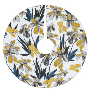 Aquarellfarbene Blume: lebendiges Sommermuster. Polyester Weihnachtsbaumdecke