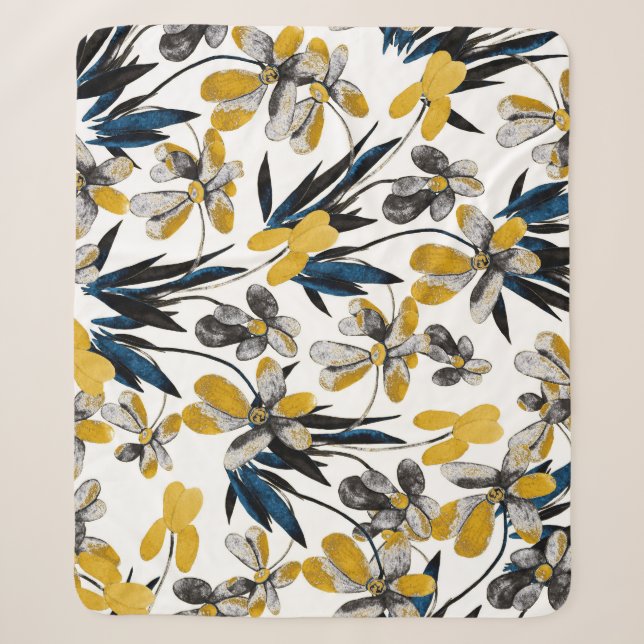 Aquarellfarbene Blume: lebendiges Sommermuster. Sherpadecke (Vorderseite)