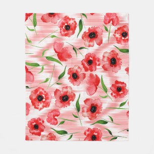 Aquarellfarbene Blume: Mohnquitte. Fleecedecke