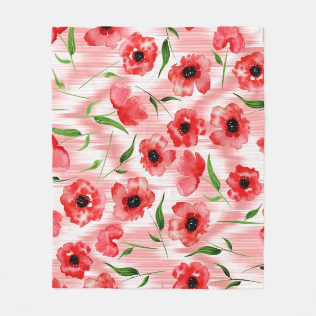 Aquarellfarbene Blume: Mohnquitte. Fleecedecke (Vorderseite)