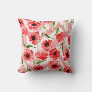 Aquarellfarbene Blume: Mohnquitte. Kissen