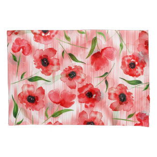 Aquarellfarbene Blume: Mohnquitte. Kissenbezug