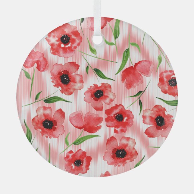 Aquarellfarbene Blume: Mohnquitte. Ornament Aus Glas (Vorderseite)