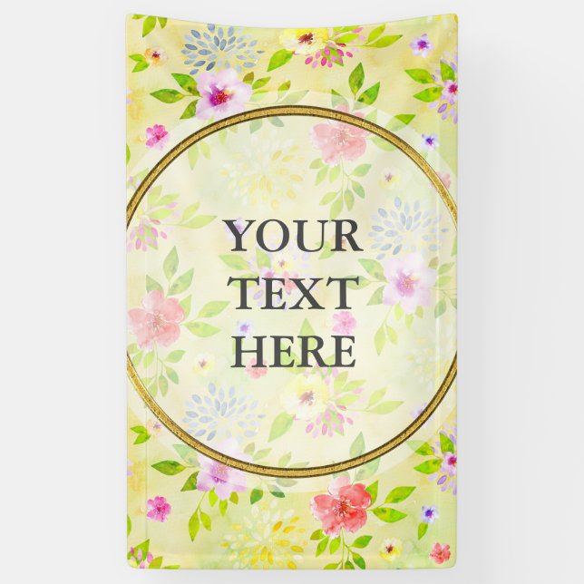 Aquarellfarbene Blume nahtlos Muster I + Ihre Idee Banner (Vertikal)