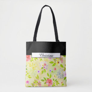 Aquarellfarbene Blume nahtlos Muster I + Ihre Idee Tasche