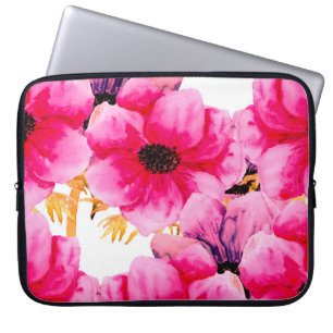 Aquarellfarbene Blume - nahtloser Musterhintergrun Laptopschutzhülle