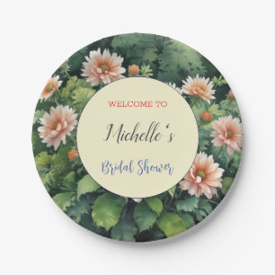Aquarellfarbene Blume Niedliches Brautparty Pappteller
