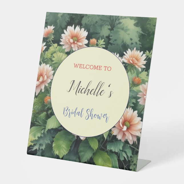 Aquarellfarbene Blume Niedliches Brautparty Sockelschild (Vorderseite)