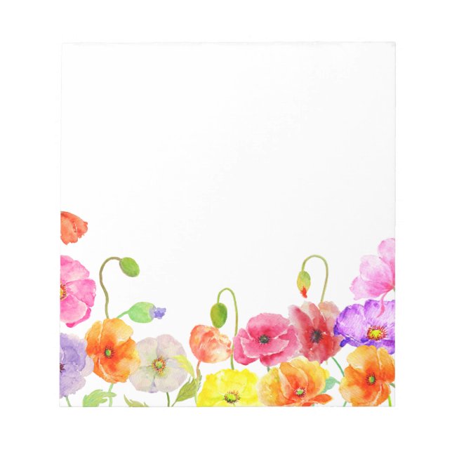 Aquarellfarbene Blume Notizblock (Vorderseite)