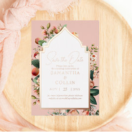 Aquarellfarbene Blume Peach Rose Gold Save the Dat Folieneinladung