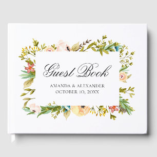 Aquarellfarbene Blume. Pfirsichhochzeit. botanisch Gästebuch