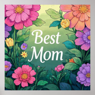 Aquarellfarbene Blume Poster