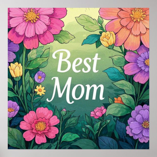 Aquarellfarbene Blume Poster (Vorne)