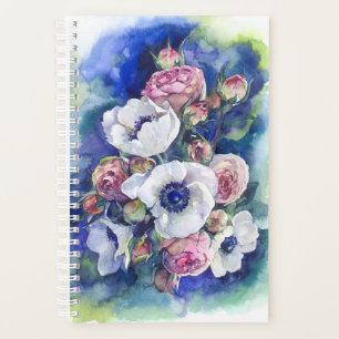 Aquarellfarbene Blume Rosa Mohnblüte Blume Planer