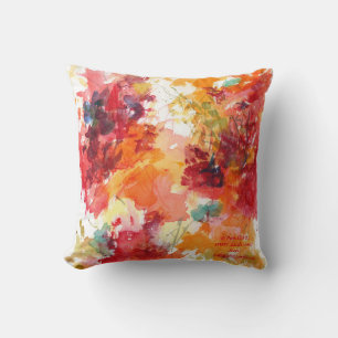 Aquarellfarbene Blume Roter Orangenblumenfall Kissen