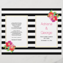 Aquarellfarbene Blume Schwarz-weißes Hochzeitsprog