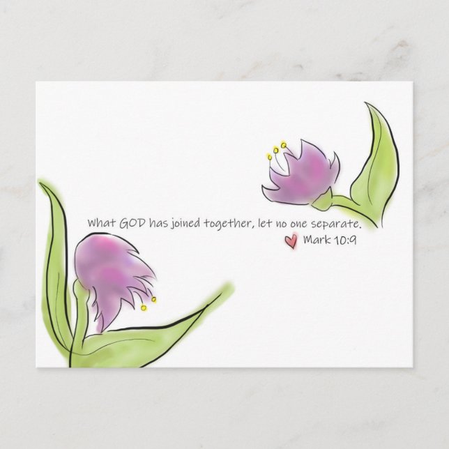 Aquarellfarbene Blume und Bibel Verse für Liebe Postkarte (Vorderseite)