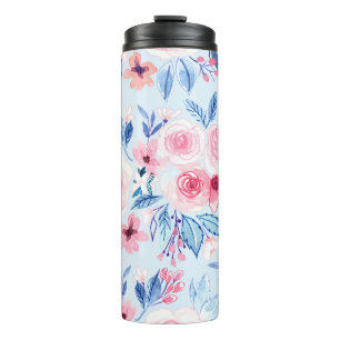 Aquarellfarbene Blume und Blätter 2 Thermosbecher