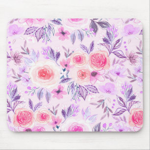 Aquarellfarbene Blume und Blätter 3 Mousepad