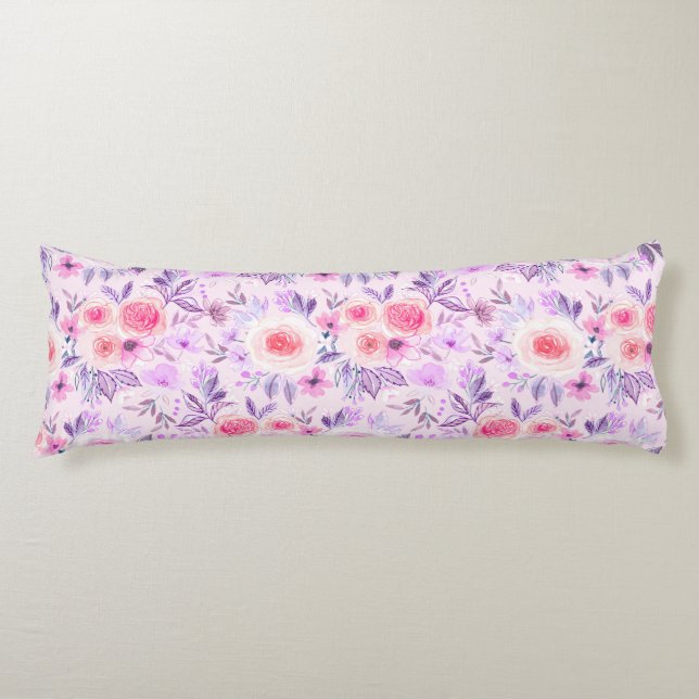 Aquarellfarbene Blume und Blätter 3 Seitenschläferkissen (Vorderseite)