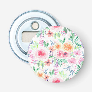 Aquarellfarbene Blume und Blätter Flaschenöffner