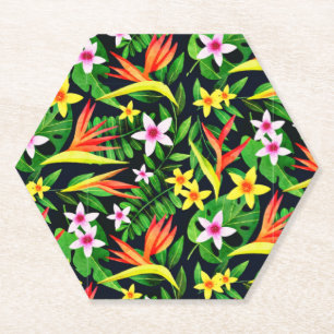Aquarellfarbene Blume und Blumenmuster aus Frucht- Untersetzer