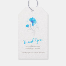 Aquarellfarbene Blume wirbelblau Hochzeitsgeschenk Geschenkanhänger