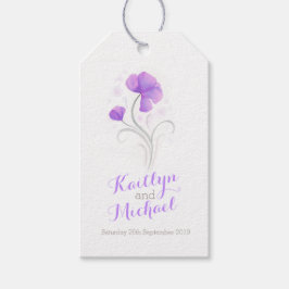 Aquarellfarbene Blume wirbeln lila Hochzeitsgesche Geschenkanhänger