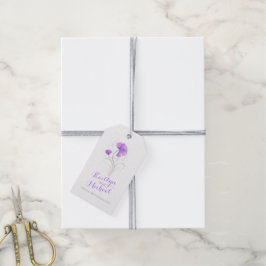 Aquarellfarbene Blume wirbeln lila Hochzeitsgesche Geschenkanhänger