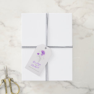 Aquarellfarbene Blume wirbeln lila Hochzeitsgesche Geschenkanhänger