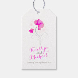 Aquarellfarbene Blume wirbeln rosa Hochzeitsgesche Geschenkanhänger