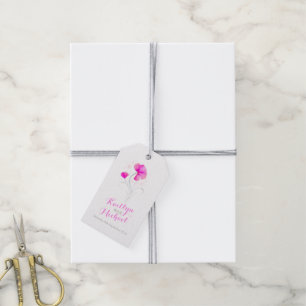 Aquarellfarbene Blume wirbeln rosa Hochzeitsgesche Geschenkanhänger