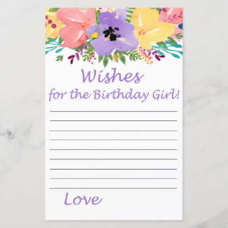 Aquarellfarbene Blume Wünsche für Geburtstagsmädch