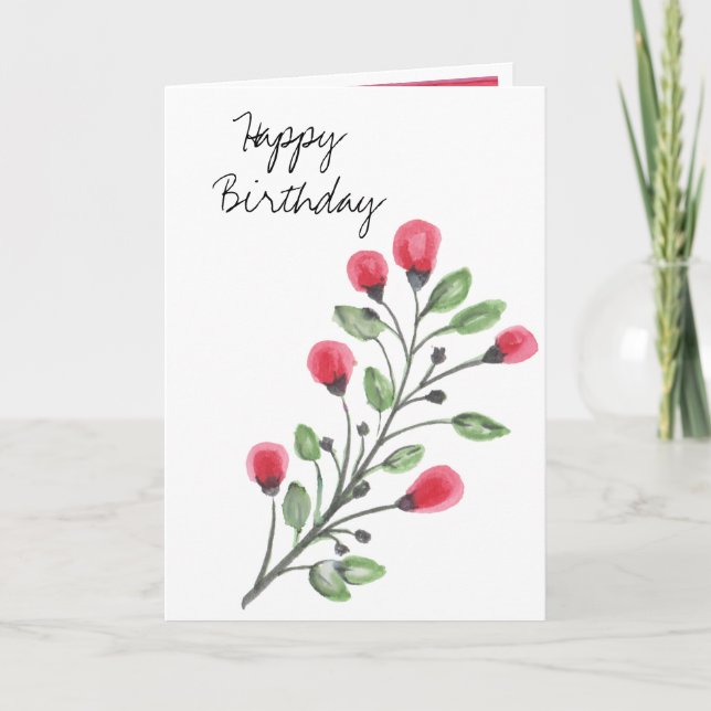 Aquarellfarbene Blume zum Geburtstag glücklich Karte (Vorderseite)
