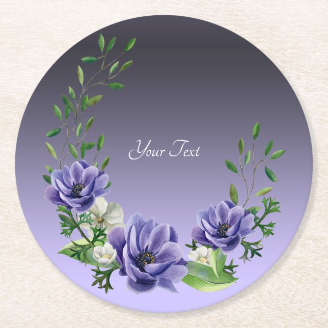 Aquarellfarbene Blumen Papier Untersetzer (Vorderseite)