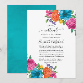 Aquarellfarbene Blumenfiesta Online Virtual Weddin Einladung