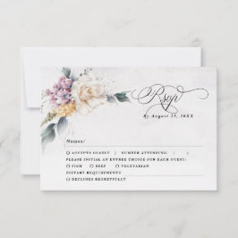 Aquarellfarbene Blumenkalligraphie Moderne Hochzei RSVP Karte