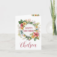 Aquarellfarbene Blumenkarte zum Geburtstag für sie