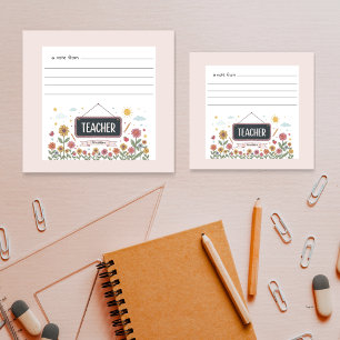 Aquarellfarbene Blumenlehrer Wertschätzung Geschen Post-it Klebezettel