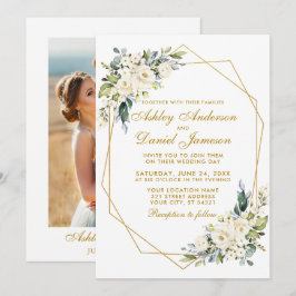 Aquarellfarbene Blumenrahmen Dusty Blue Foto Weddi Einladung