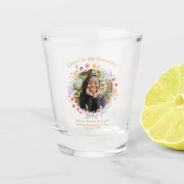Aquarellfarbene Blumenstudium Party Gefallen Foto Schnapsglas