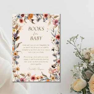 Aquarellfarbene Blütenbeige Babydusche Bücher für  Begleitkarte