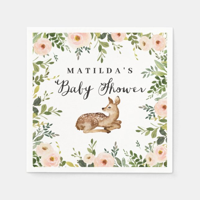 Aquarellfarbene Blütendusche Serviette (Vorderseite)