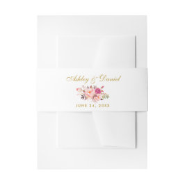 Aquarellfarbene Blütenrosa Blush Gold Hochzeit Einladungsbanderole