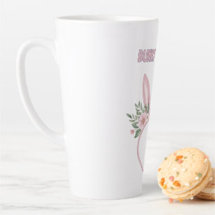 Aquarellfarbene Bunny Ohren mit Blume Milchtasse