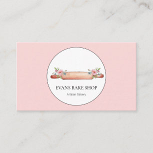 Aquarellfarbene Button Backbäckerei rosa Visitenk Visitenkarte