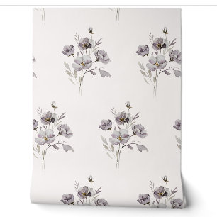 Aquarellfarbene delikate Blume gedämpft lila Tapete