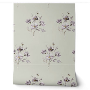 Aquarellfarbene delikate Blume gedämpft lila Tapete