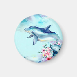 Aquarellfarbene Dolphin Magnet