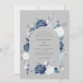 Aquarellfarbene, elegante Hochzeit mit blühenden B Einladung